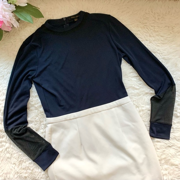 Cynthia Steffe Navy & White Mesh detail Mini Dress - Picture 6 of 15